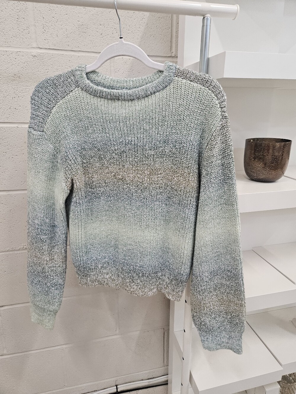 Ombre Green Stripe Sweater With Marle Knit